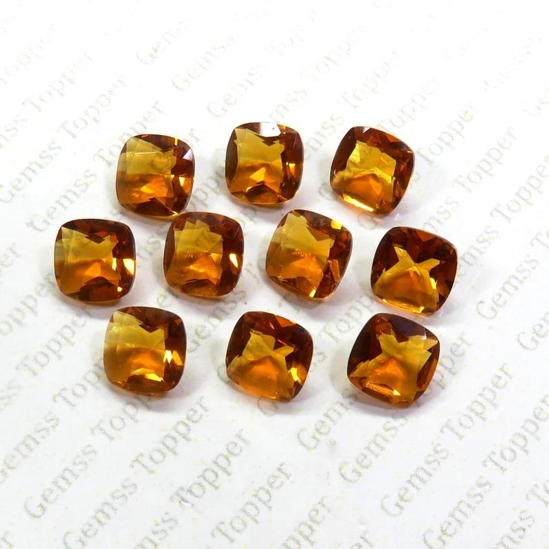 Brandy Quartz 10x10 mm Cushion Faceted